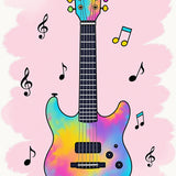 Melodic Fretboard Jam Session Artistic Strings Composition Tapestry(Pink)