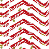 Classic Chevron Stripes with Frosted Pinecone Accents(Red)