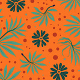 Serene Sunset Canopy with Exotic Ferns and Abstract Animal Inspired(Orange)