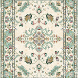 Area Beige Sage Green Vintage Farmhouse Floral(Beige)