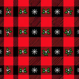 Buffalo Check Patchwork with Vintage Holiday Motifs(Red)