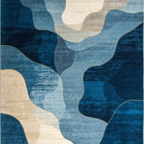 Chateau Collection Serene Horizon Area Dark Blue Beige Abstract Design(Blue)