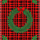Buffalo Checkered Pine Wreath Motif Festive Plaid Design(Red)