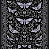Botanical Moth Medley with Whimsical Floral Motifs and Ornate Wings (Black)