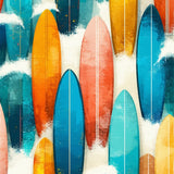 Wave Rider Surf Plank Decorative with Coastal Ocean Motifs(Blue)