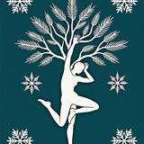 Yoga Pose Tree and Falling Snowflakes Artistic Design(Blue)