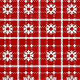 Winter Tartan Plaid Check with Festive Nordic Motifs(Red)