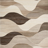 Modern Casual Beige Featuring Fluid Brown Waves and Subtle Textured Motifs(Beige)