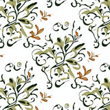 Botanical Vine Scroll with Natural Leaf Accent (White)