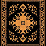Ornamental Damask Blossom with Faded Scrolls and Interlocking Foliage (Black) - ODIKA