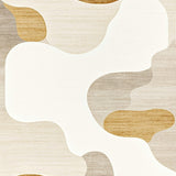 Contemporary Beige Low Pile Abstract Bordered Area(Beige)