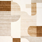 Contemporary Cream & Brown Geometric Area(Beige)