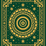 Celestial Petal with Spiraling Floral and Starbursts(Green)