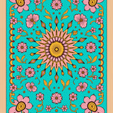 Boho Sunrise Medallion Featuring Ornate Floral Centerpiece (Pink)