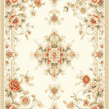 Elegant Entryway Beige Floral Medallion Motif(Beige)
