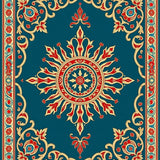 Midnight Medallion Mosaic with Ornate Botanical Scrollwork(Blue)