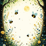 Enchanted Garden With Firefly Cricket Bumblebee Artwork(Green)