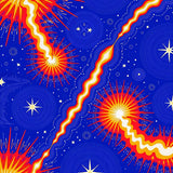Cosmic Swirl with Interlocking Flares and Starlit Comets (Blue)