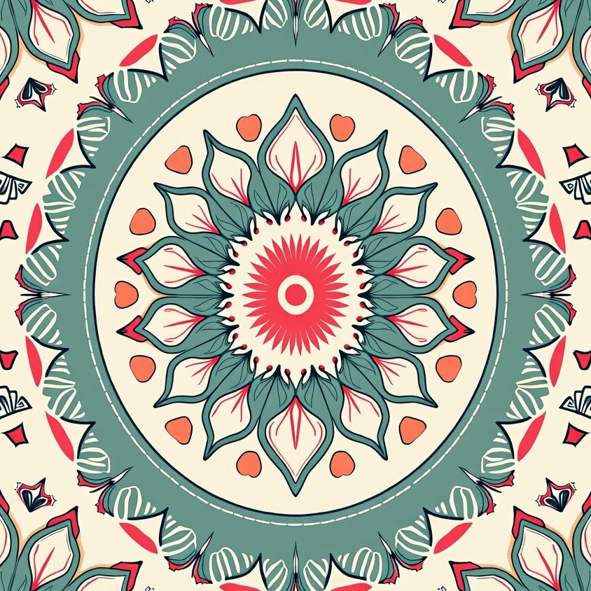 Interlocking Sunburst with Stylized Floral and Subtle Boho Charm (Beige) - ODIKA