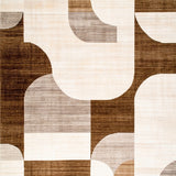 Geometric Beige Brown Contemporary Abstract Art(Beige)