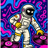 Astronaut DJ Vinyl Galaxy Space Adventure Art(Pink)