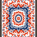 Artisan Boho Overlay with Abstract Floral and Interlocking Starbursts (Orange)