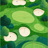 Golf Course Inspired Abstract Fairway Shapes Circular Accents(Green)