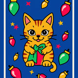 Merry Trapped Feline Quirky Yuletide Decorative Statement(Blue)