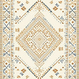 Contemporary Beige Tribal Medallion with Textured High Low Design(Beige)