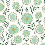 Intricate Botanical Scrollwork with Stylized Floral Accents (Green) - ODIKA