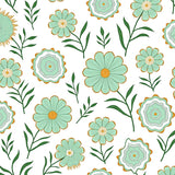 Intricate Botanical Scrollwork with Stylized Floral Accents (Green) - ODIKA