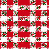 Holiday Buffalo Check Featuring Festive Seasonal Motifs(Red)