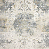 Elegant Beige and Grey Abstract Medallion with Worn Vintage Charm(Beige)