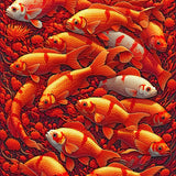 Artistic Fishing Themed Indoor Low Pile(Red)