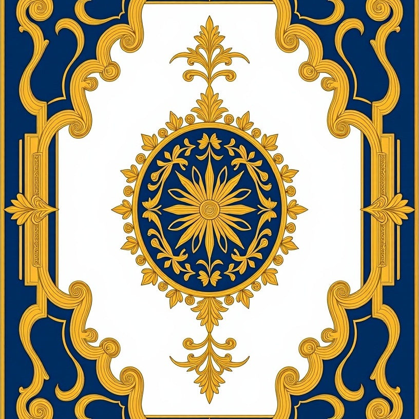 Victorian Medallion Floral Scrollwork Classic Heritage Motif Design (Gold) - ODIKA