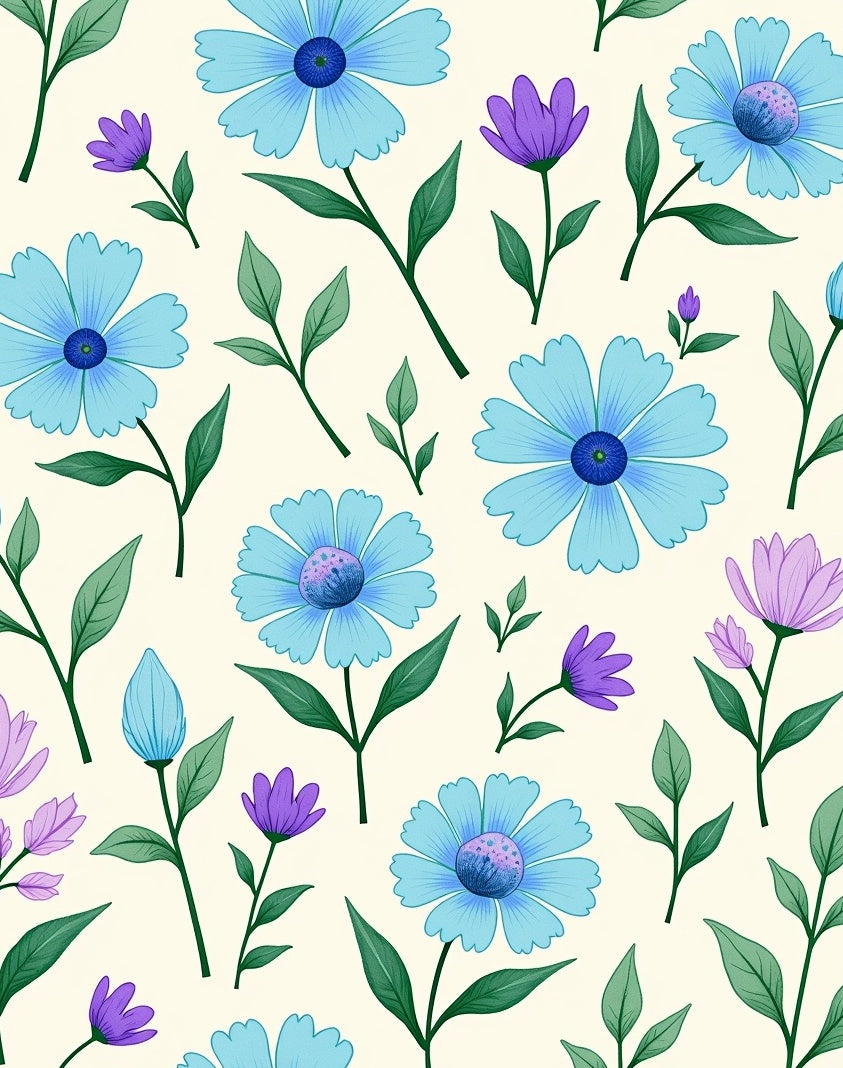 Enchanting Botanical Garden Dreamscape With Delicate Petal (Blue) - ODIKA