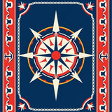 Maritime Compass Rose with Anchor Chain Border Design(Red)