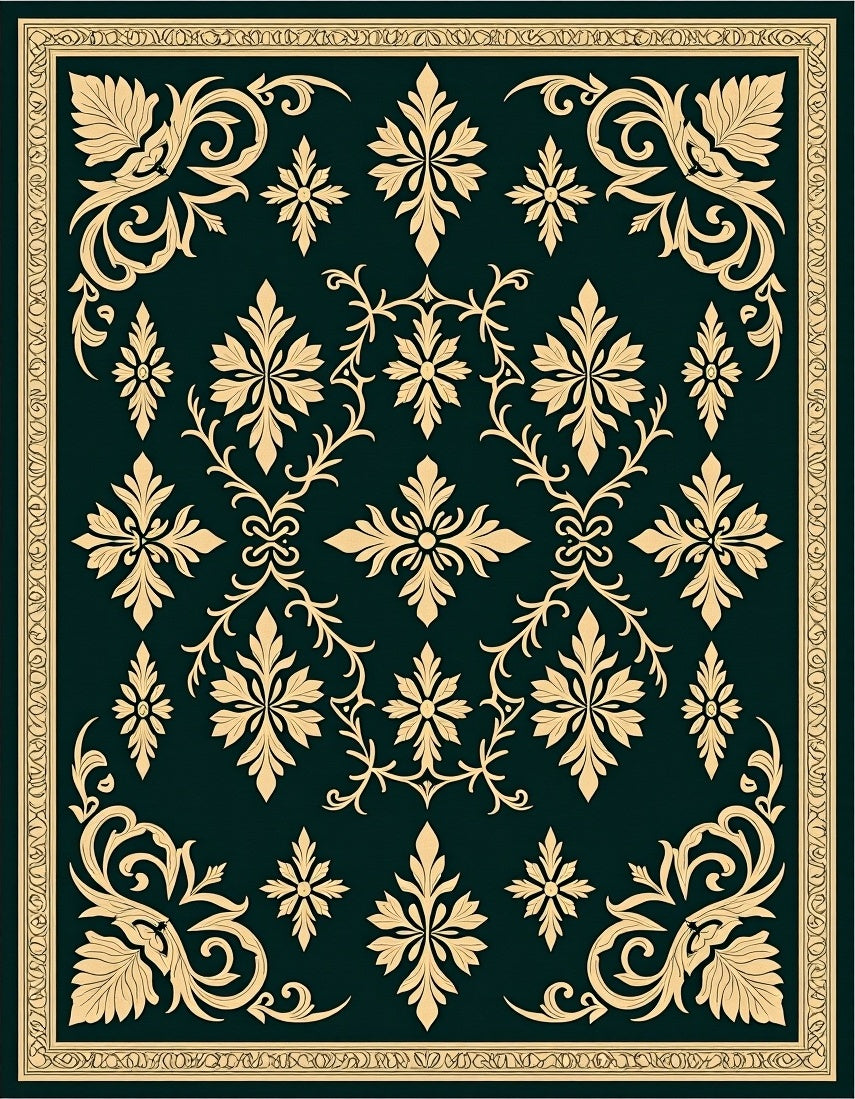 Classical Damask Repeating Flourish with Elegant Scrollwork (Gold) - ODIKA