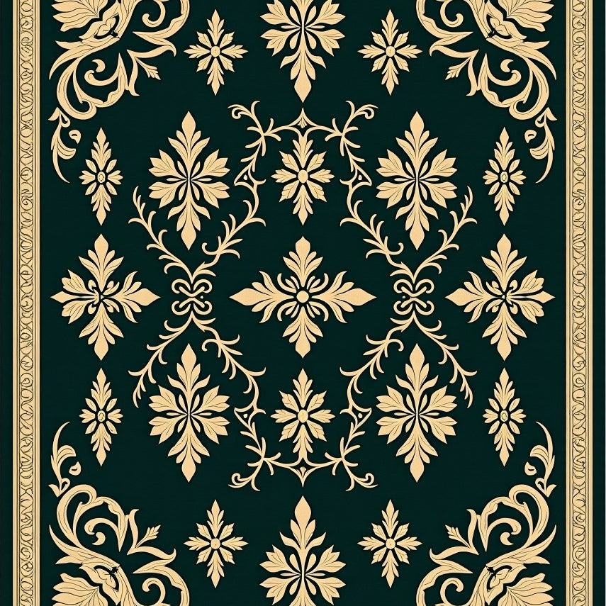 Classical Damask Repeating Flourish with Elegant Scrollwork (Gold) - ODIKA