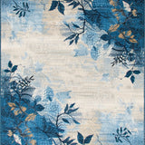 Blue & Beige Non Shedding Abstract(Blue)