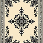 Vintage Medallion Ornate Botanical Motif Traditional Design (Beige) - ODIKA