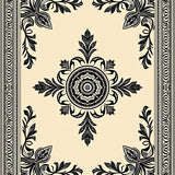 Vintage Medallion Ornate Botanical Motif Traditional Design (Beige) - ODIKA