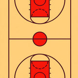 Basketball Court Beige Floor Red Key Brown Lines(Beige)