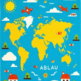 Cartoon Map Cute Planes and Colorful Borders(Blue)