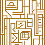 Interlocking Maze Motif Modern Minimalist Pathway (Gold)