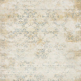 Low Profile Area with Vintage Distressed Lattice and Floral Overlay(Beige)