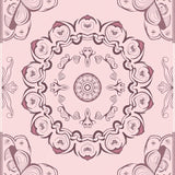 Abstract Floral Medallion Featuring Layered Petals and Ornate Details (Pink) - ODIKA