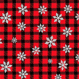 Nordic Snowflake Gingham Featuring Holiday Plaid and Starburst Details(Red)