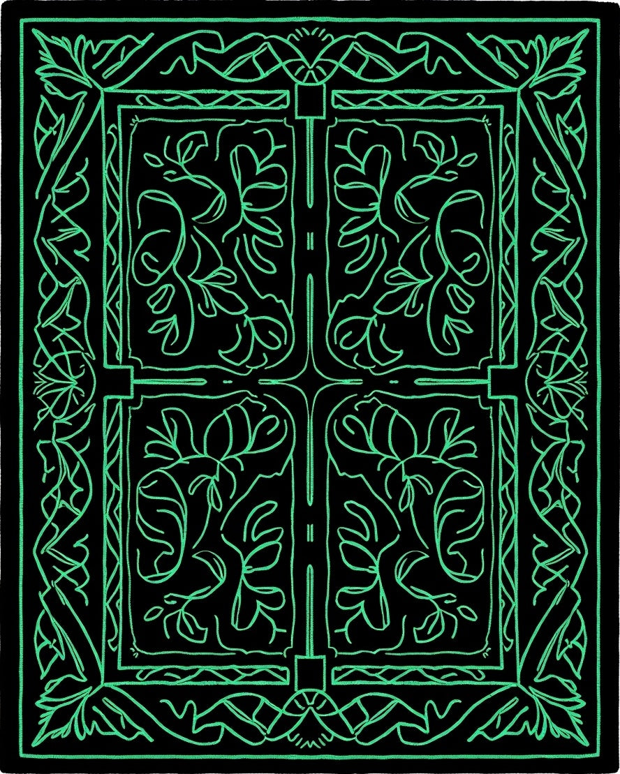 Abstract Botanical Vine Trellis with Delicate Leaf Tracery (Black) - ODIKA