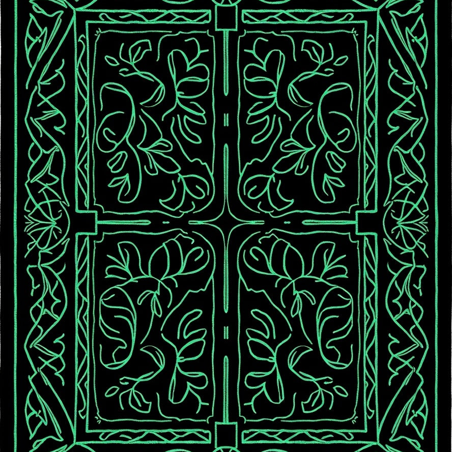 Abstract Botanical Vine Trellis with Delicate Leaf Tracery (Black) - ODIKA